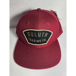 Duluth Trading Co Embroidered Logo Flat Bill Snapback Hat Cap Size M/L Red NEW